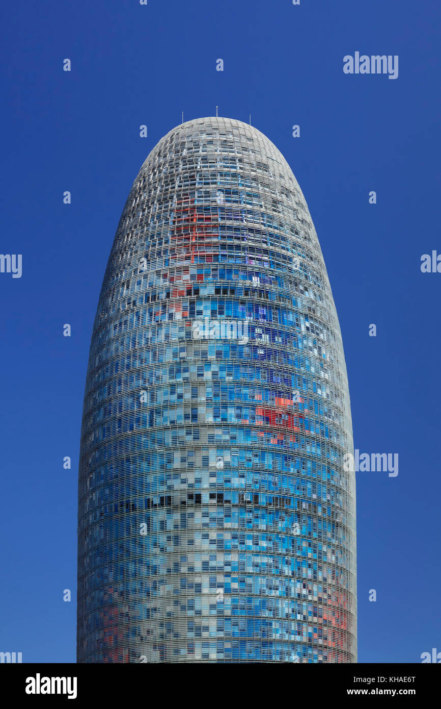 Torre Agbar, architetto Jean Nouvel, Plaça de les Glories Catalanes, Barcellona, in Catalogna, Spagna Foto Stock