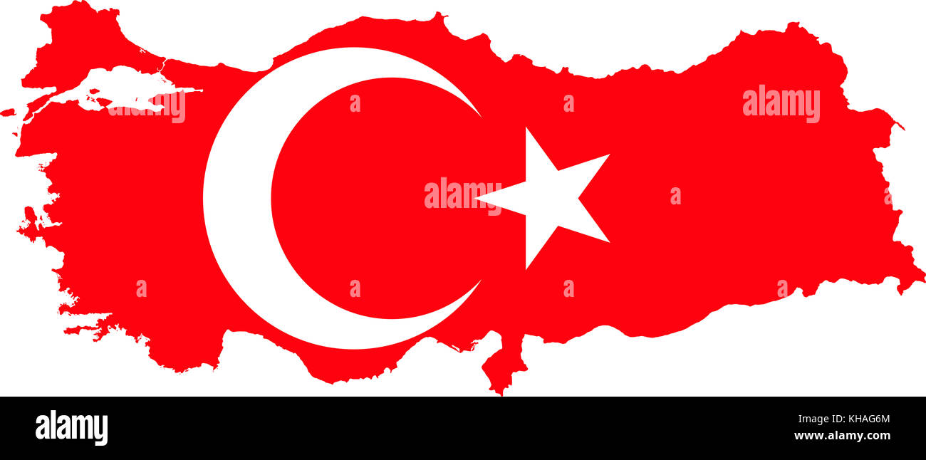 Mappa di Turchia con i colori della bandiera turca Foto Stock