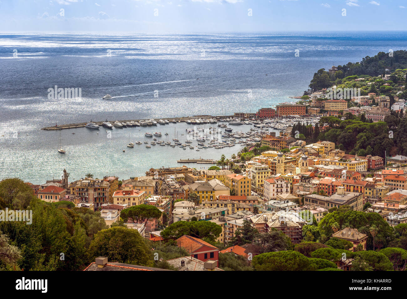 Europa.Italia. Liguria. Golfo del Tigullio, Riviera Italiana. Veduta aerea del paese di Santa Margherita Foto Stock