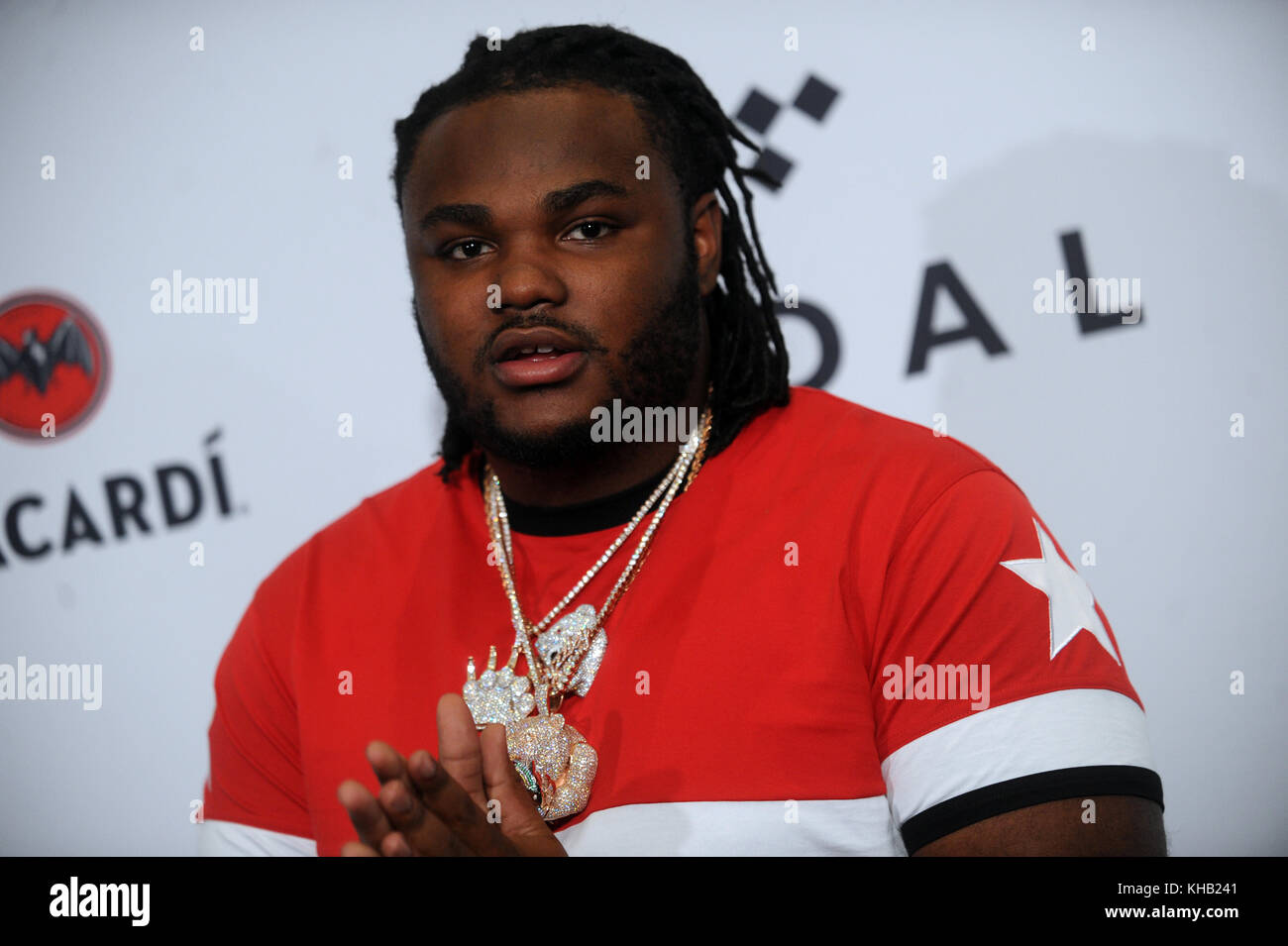 NEW YORK, NY - OTTOBRE 17: Tee Grizzly alla MAREA X: Brooklyn al Barclays Center di Brooklyn il 17 Ottobre 2017 a New York City. Persone: TEE Grizzly Transmission Ref: MNC1 Foto Stock