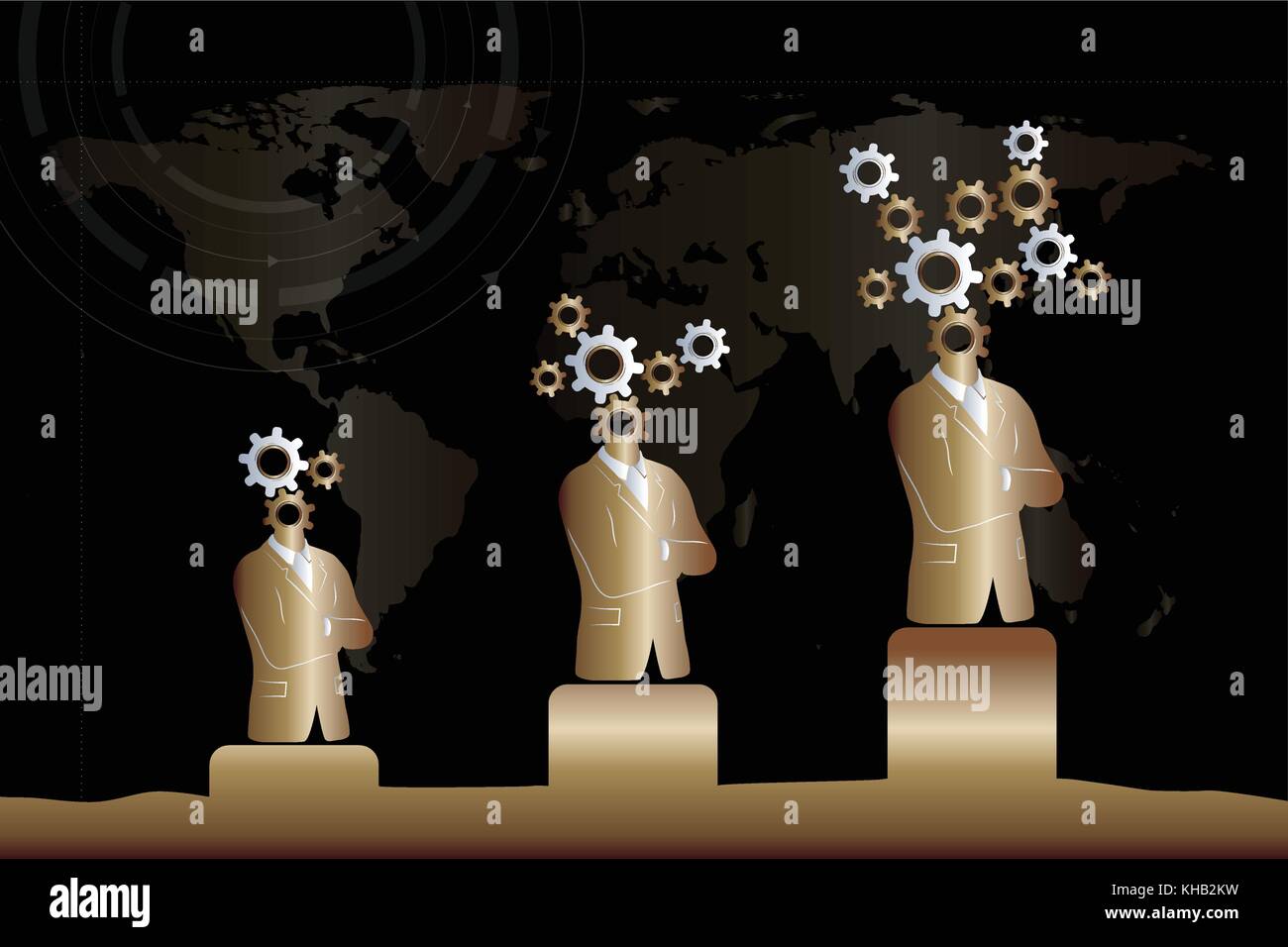 Business e progresso tecnologico / crescita. nero e oro elegante sfondo. compresi proprietari e gli ingranaggi simbolo. Illustrazione Vettoriale