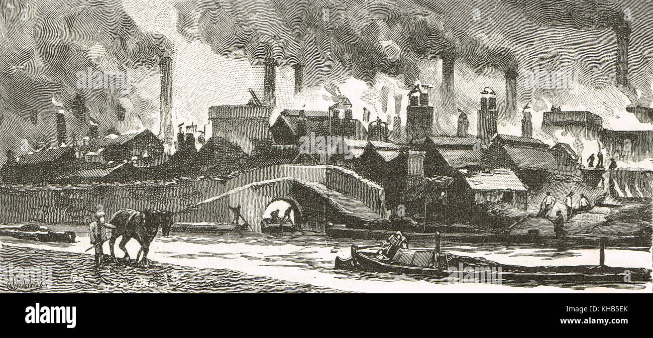 Black Country, vista del XIX secolo di Oldbury, West Midlands, rivoluzione industriale Foto Stock