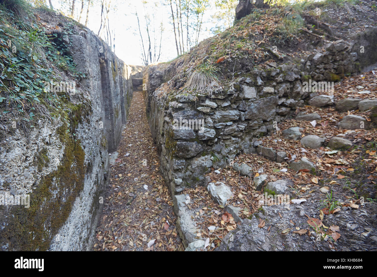 Resti della linea Cadorna (Linea Cadorna), Belvederala la crocetta, Croce, Menaggio, Lago di Como, il Lago di Como e Provincia di LECCO, LOMBARDIA Ital Foto Stock