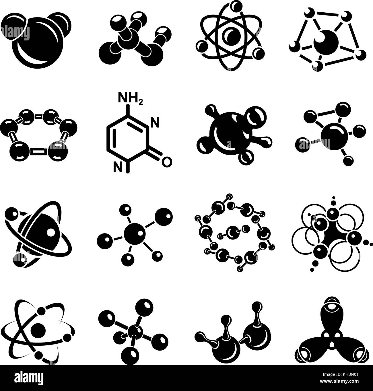 Molecola di set di icone, stile semplice Illustrazione Vettoriale