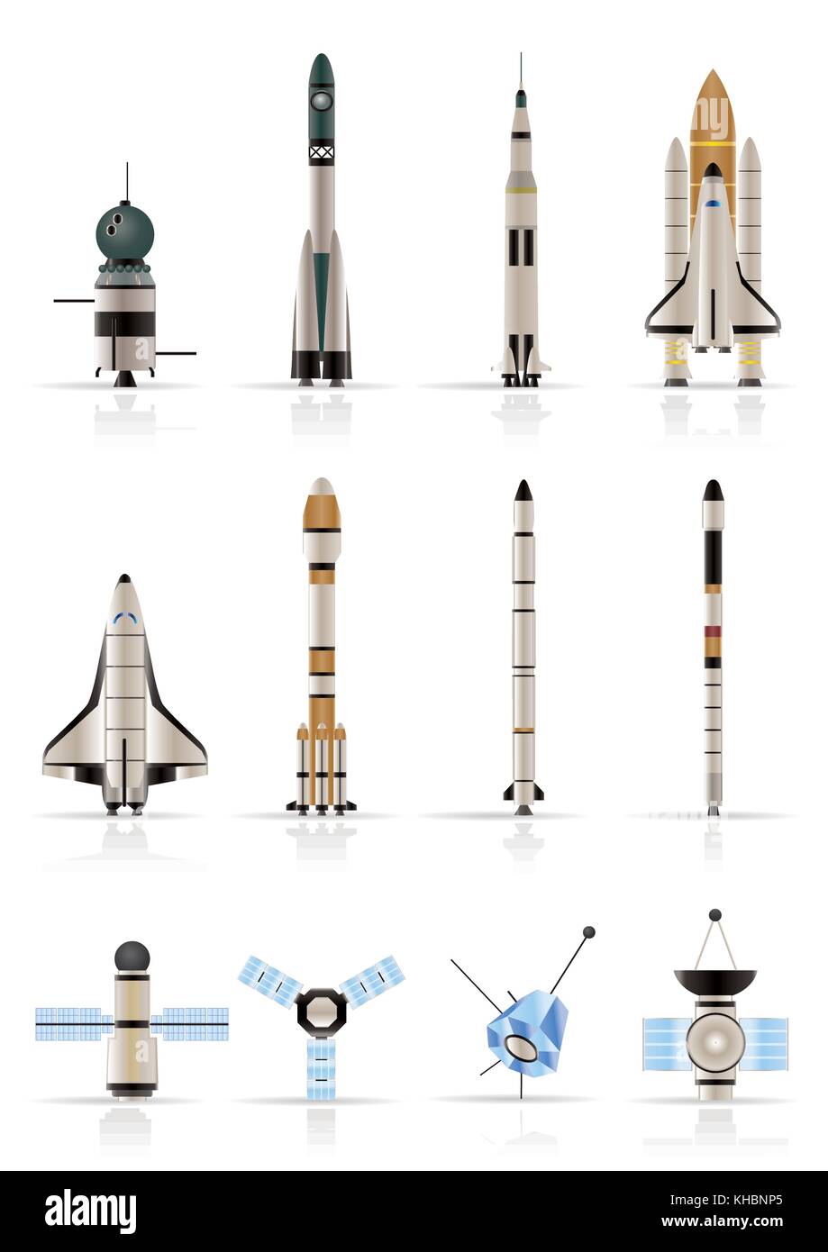 Astronautica e spazio icone - vettore icona impostare Illustrazione Vettoriale