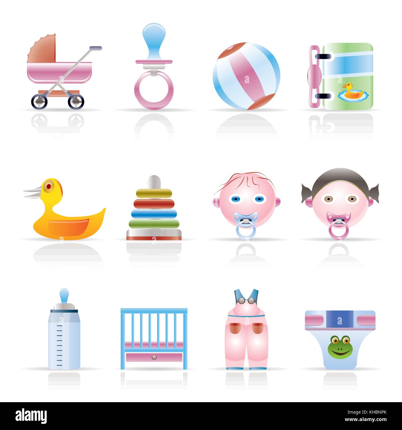 Bambino, baby e baby online shop icone - vettore icona impostare Illustrazione Vettoriale