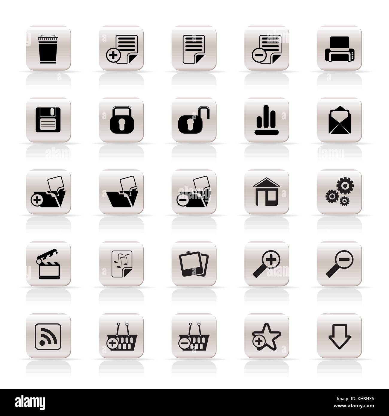 25 semplice realistico dettagliato le icone di internet - vettore icona impostare Illustrazione Vettoriale