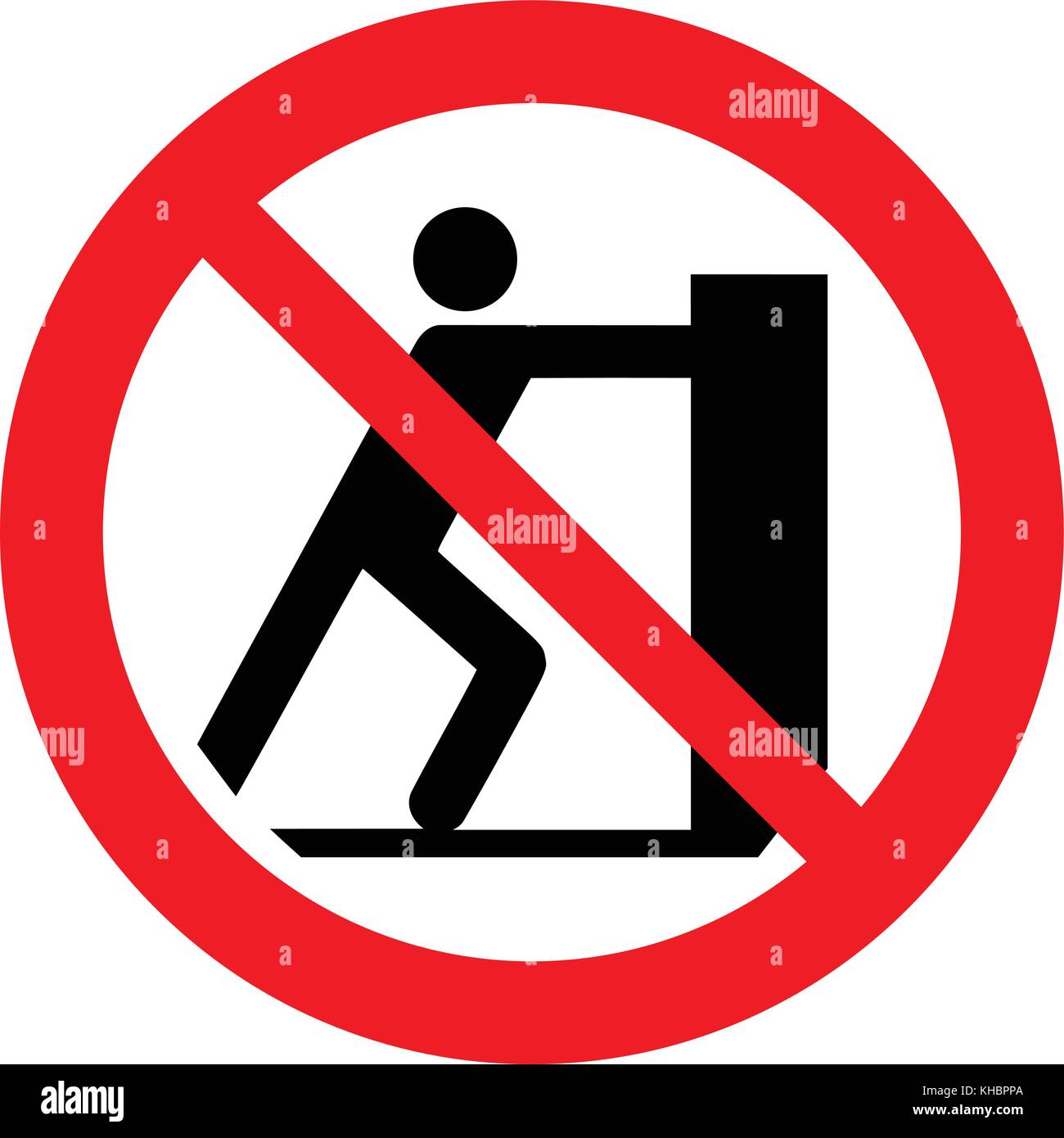 Non spingere, cartello di divieto. Nessuna spinta, illustrazione vettoriale. Illustrazione Vettoriale