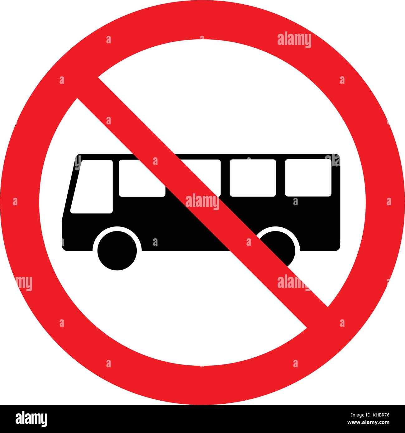 Nessun autobus. Segnale di divieto bus, illustrazione vettoriale. Illustrazione Vettoriale
