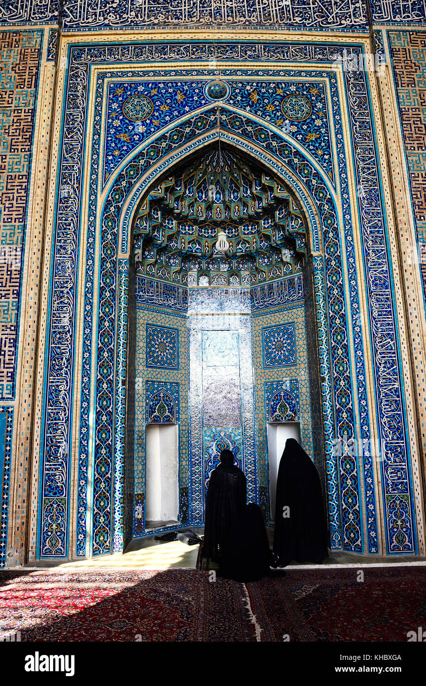 Yame-moschea, ingresso con decorazioni di piastrelle, Yazd, Iran Foto Stock