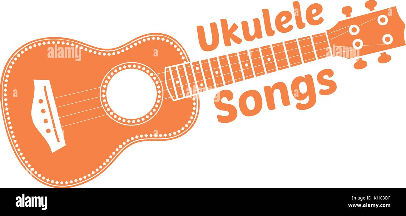 Hawaii National strumento musicale. moderno ukulele arancione su sfondo bianco, illustrazione vettoriale. Illustrazione Vettoriale