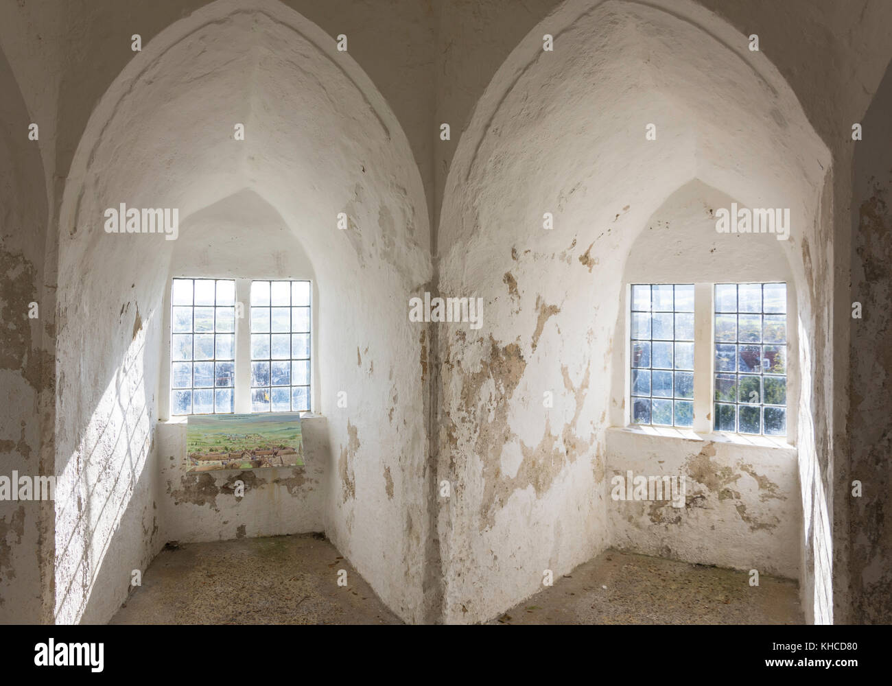 Alcove interiore nella South Tower, Lewes Castle & Gardens, Lewes High Street, Lewes, East Sussex, England, Regno Unito Foto Stock