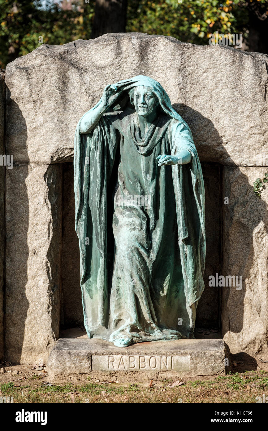Rabboni-Ffoulke Memorial, grave marcatore di Charles Matthews Ffoulke al Rock Creek Cemetery, artista Gutzon Borglum, Washington, Stati Uniti d'America. Foto Stock