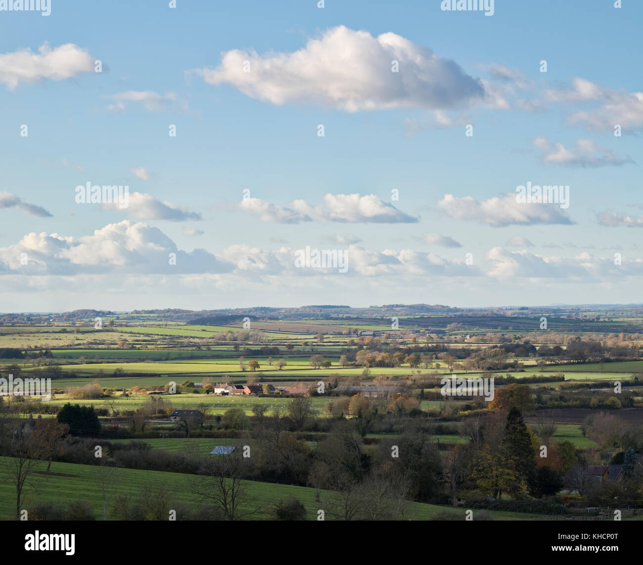 Campagna del Warwickshire da Edgehill in autunno. Radway / Edgehill. Warwickshire, Inghilterra Foto Stock