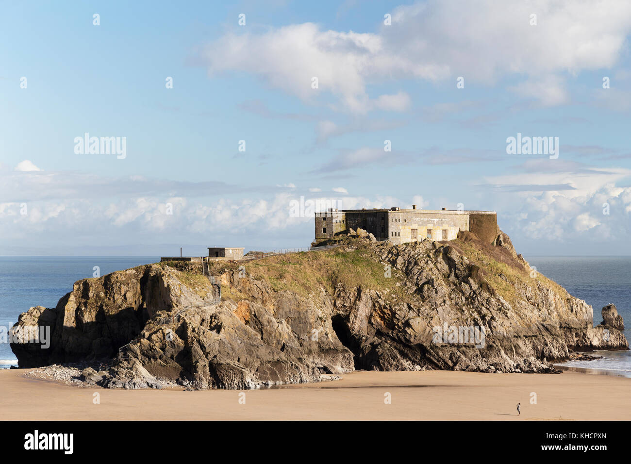Regno Unito, Galles Tenby Beach e Santa Caterina di isola. Foto Stock