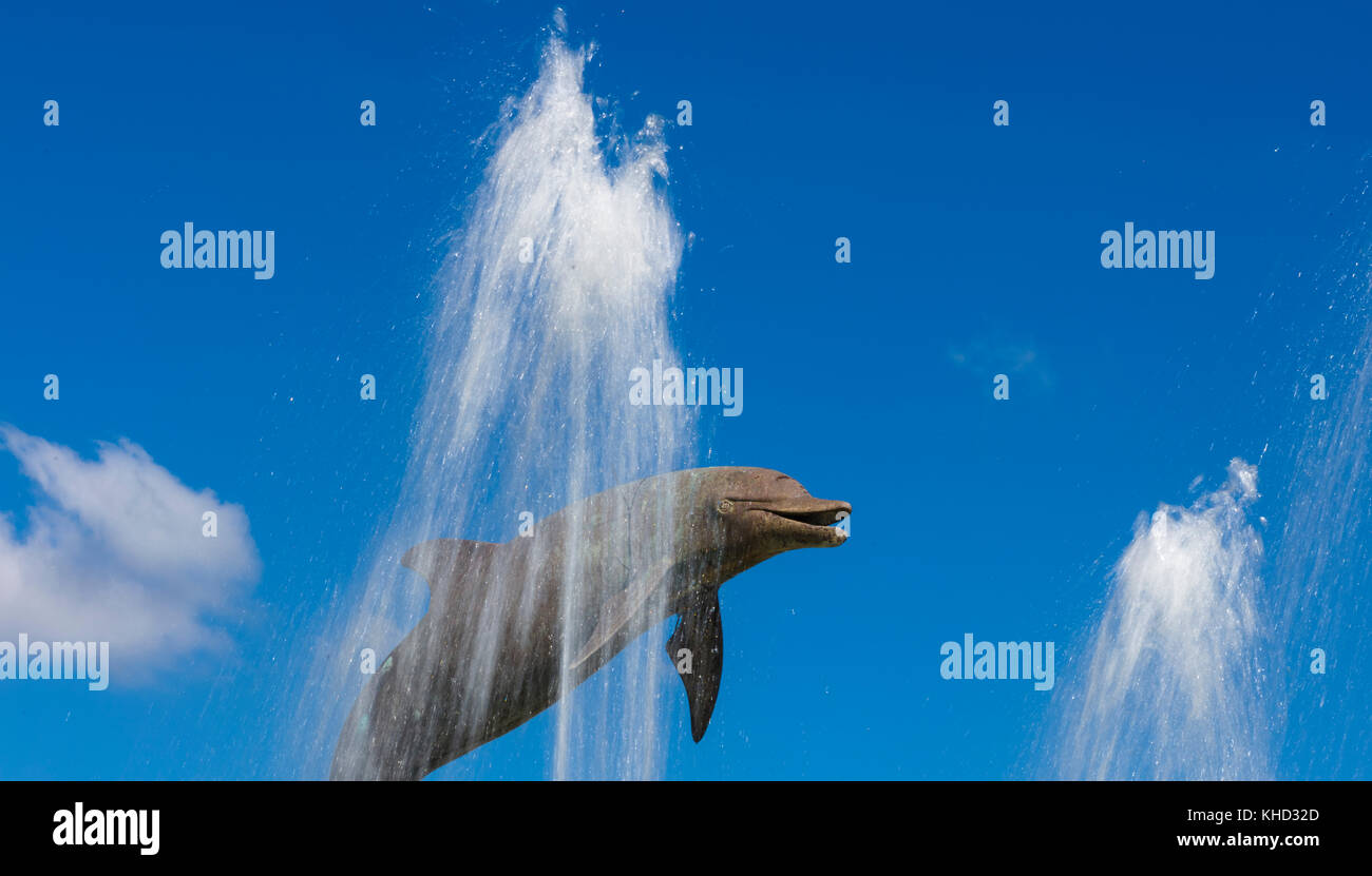 Fontana dei delfini a sarasota bayfront park in Sarasota Florida Foto Stock