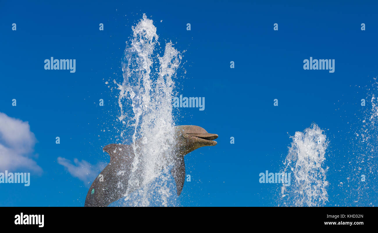 Fontana dei delfini a sarasota bayfront park in Sarasota Florida Foto Stock