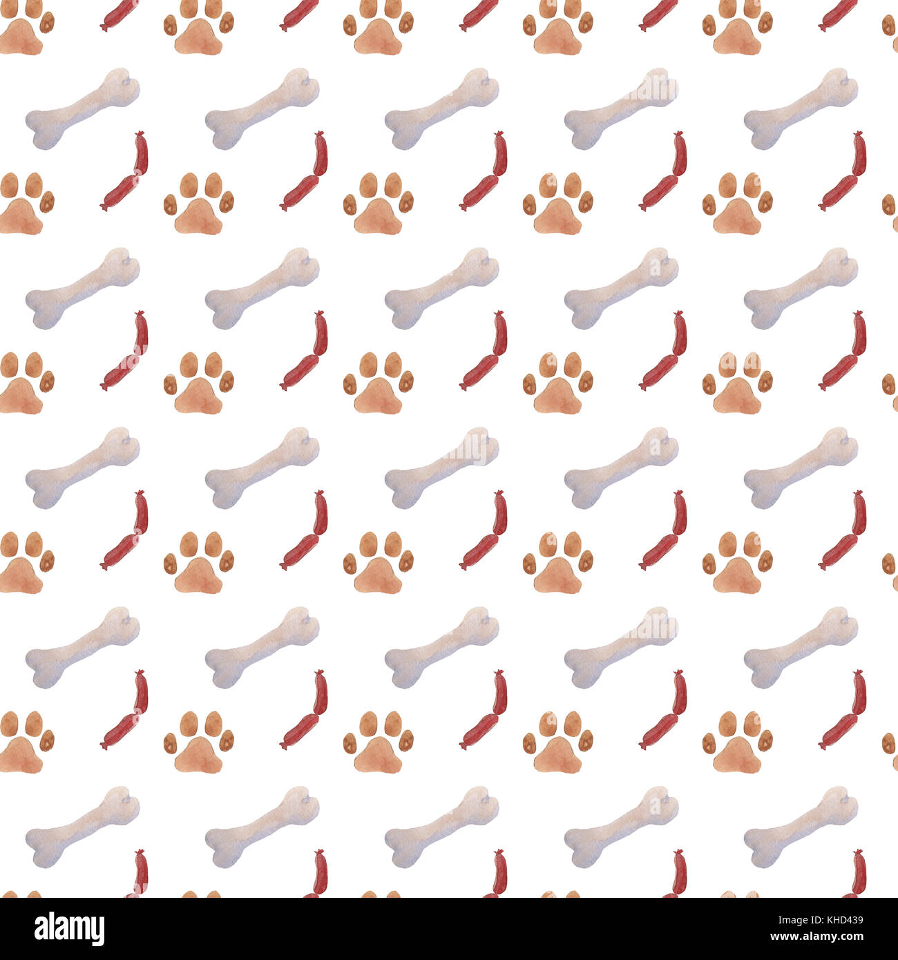Cucciolo di cane per via del disegno a mano ad acquerello pattern senza giunture Foto Stock