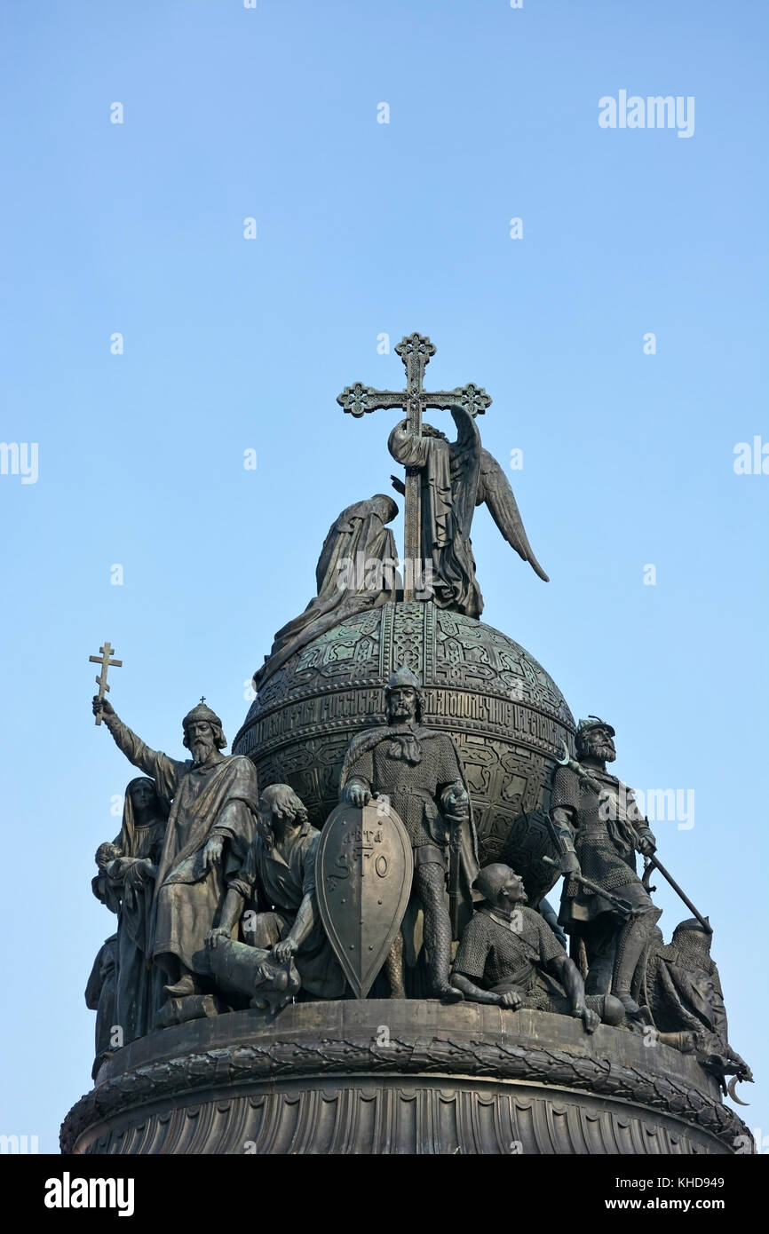 Dettaglio del monumento al millennio della Russia in Veliky Novgorod (novgorod la grande), Russia Foto Stock