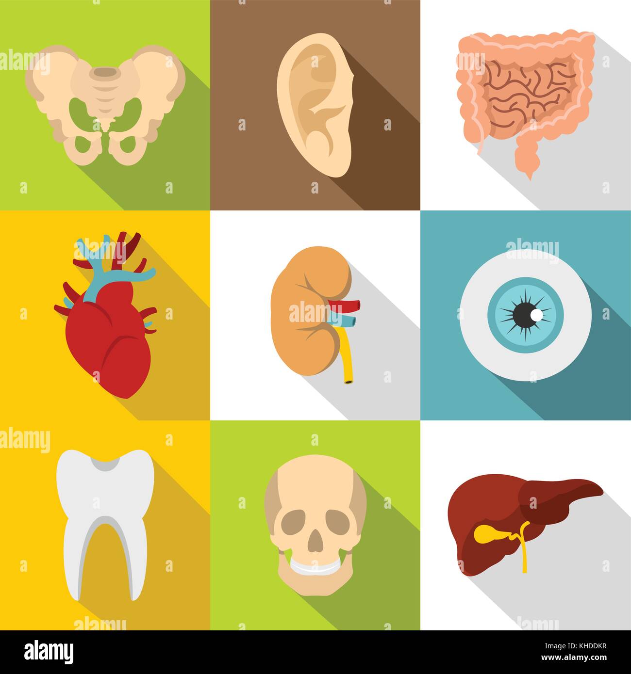 Struttura del corpo di set di icone di stile di Piana Illustrazione Vettoriale