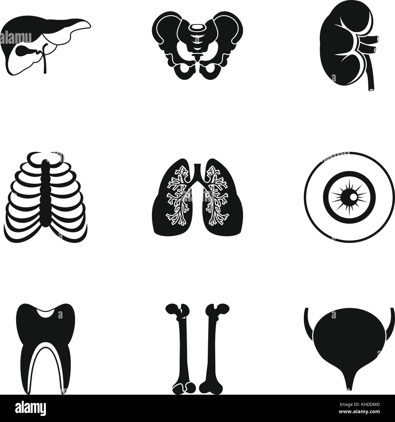 Organismi di set di icone, stile semplice Illustrazione Vettoriale