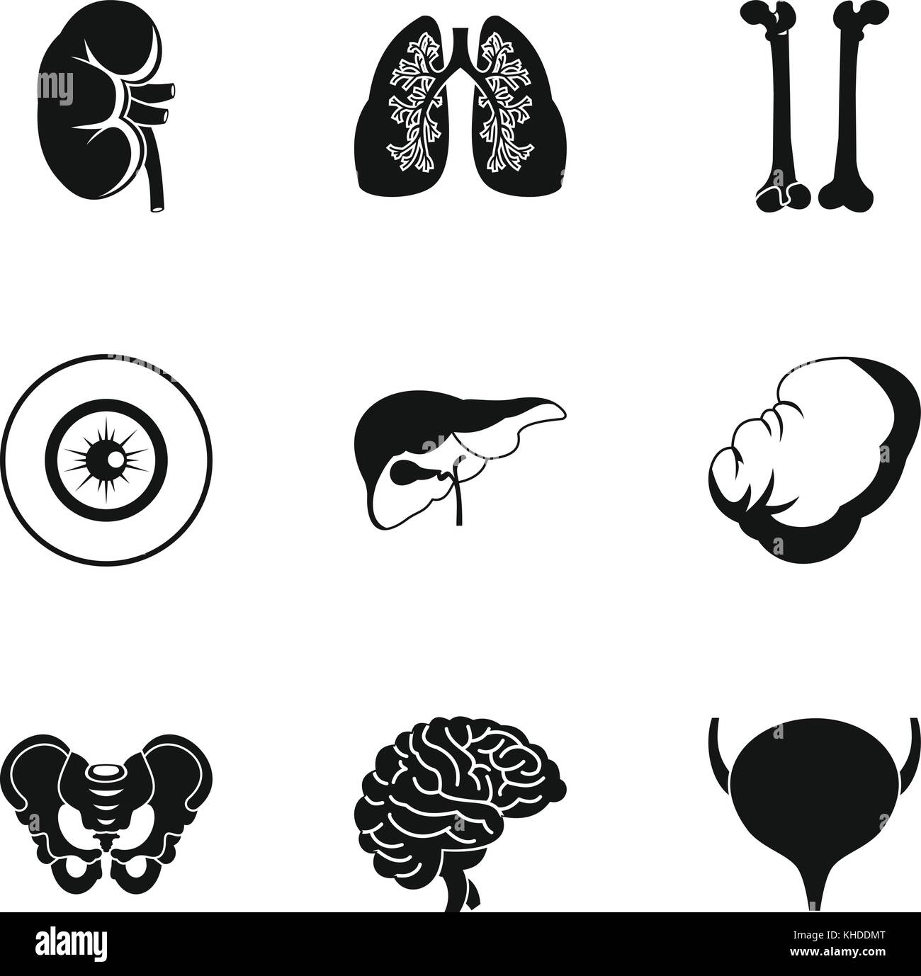 Gli organi interni set di icone, stile semplice Illustrazione Vettoriale