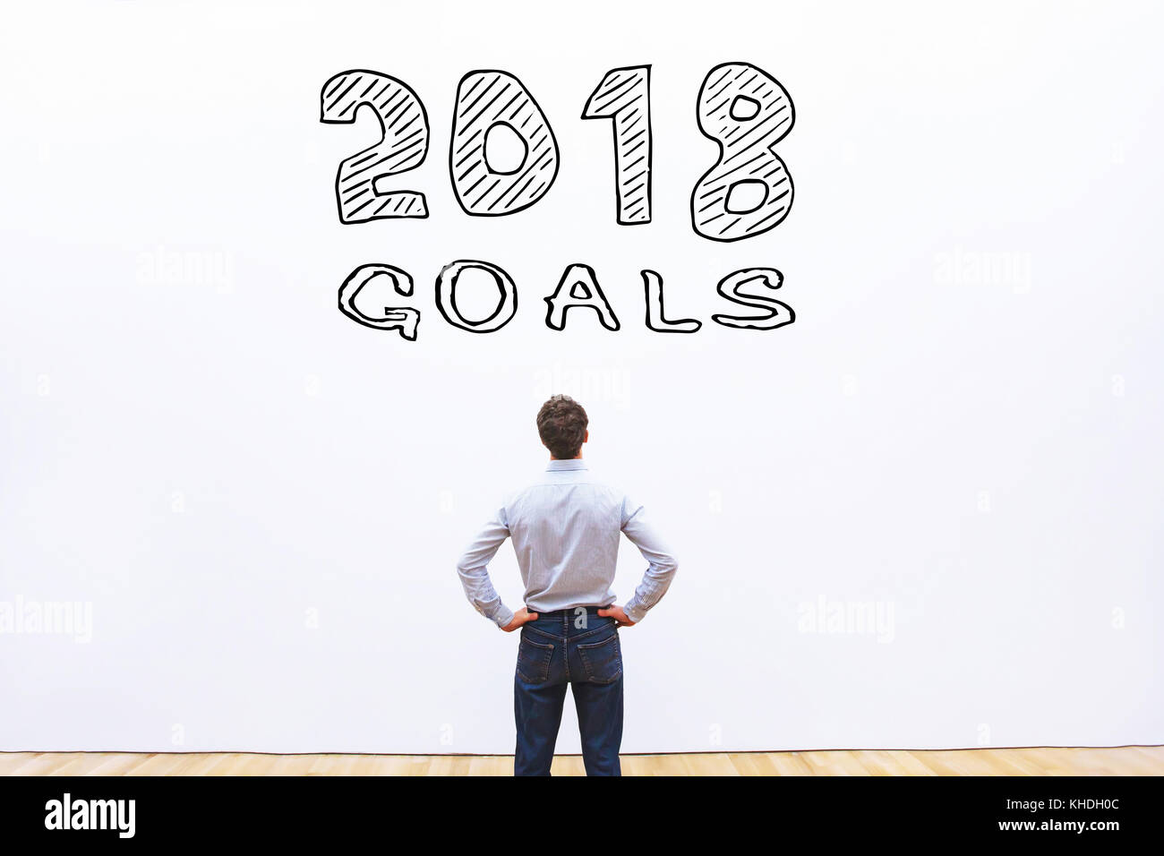 Obiettivi 2018 concetto, business plan per ottenere Foto Stock