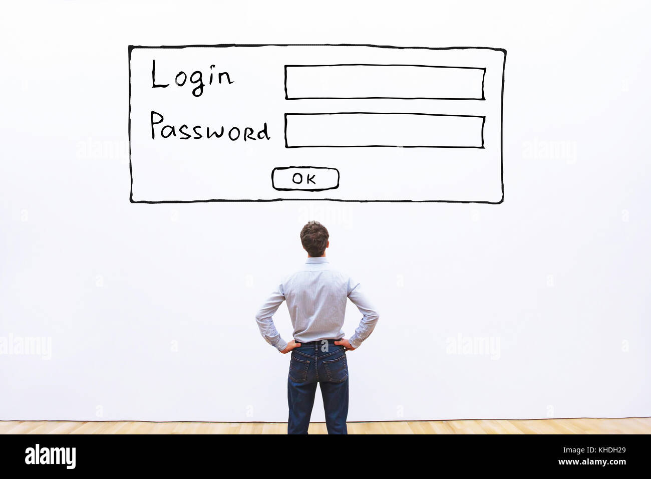 Login e password, protezione dei dati e la sicurezza informatica nozione Foto Stock