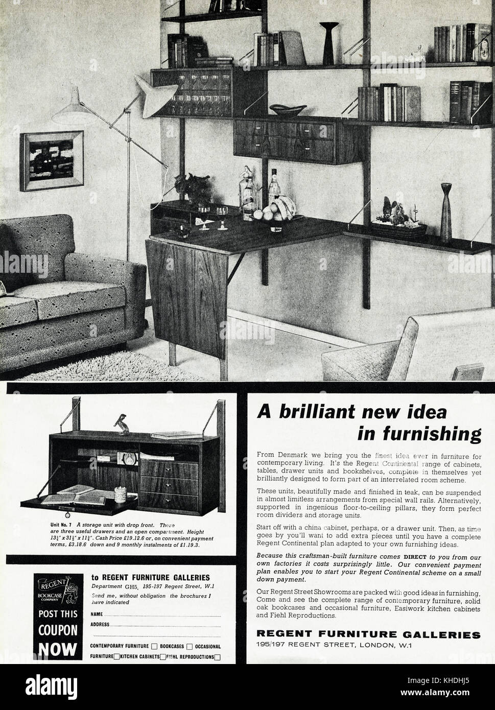 Anni cinquanta vecchio vintage originale annuncio rivista britannica ... Riviste casa arredamento