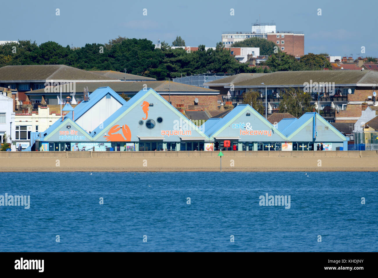 Acquario Sea Life Center a Southend on Sea, Essex. Edificio fronte mare. Spiaggia, litorale, mare Foto Stock