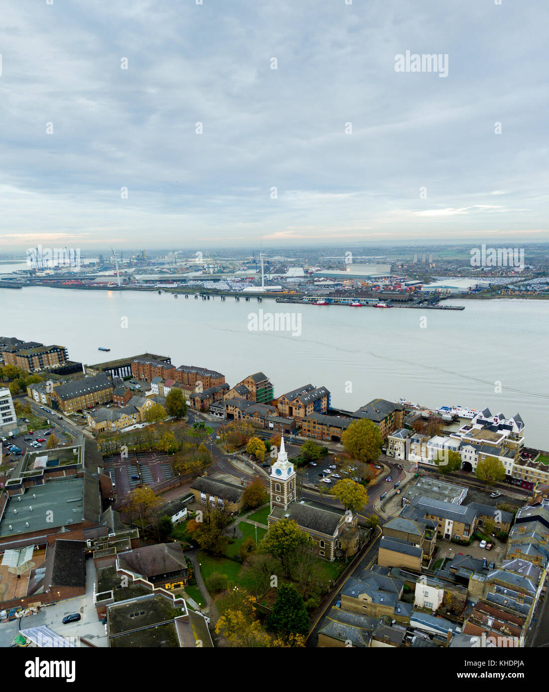 St Georges chiesa vista aerea, Gravesend, Kent, Regno Unito Foto Stock