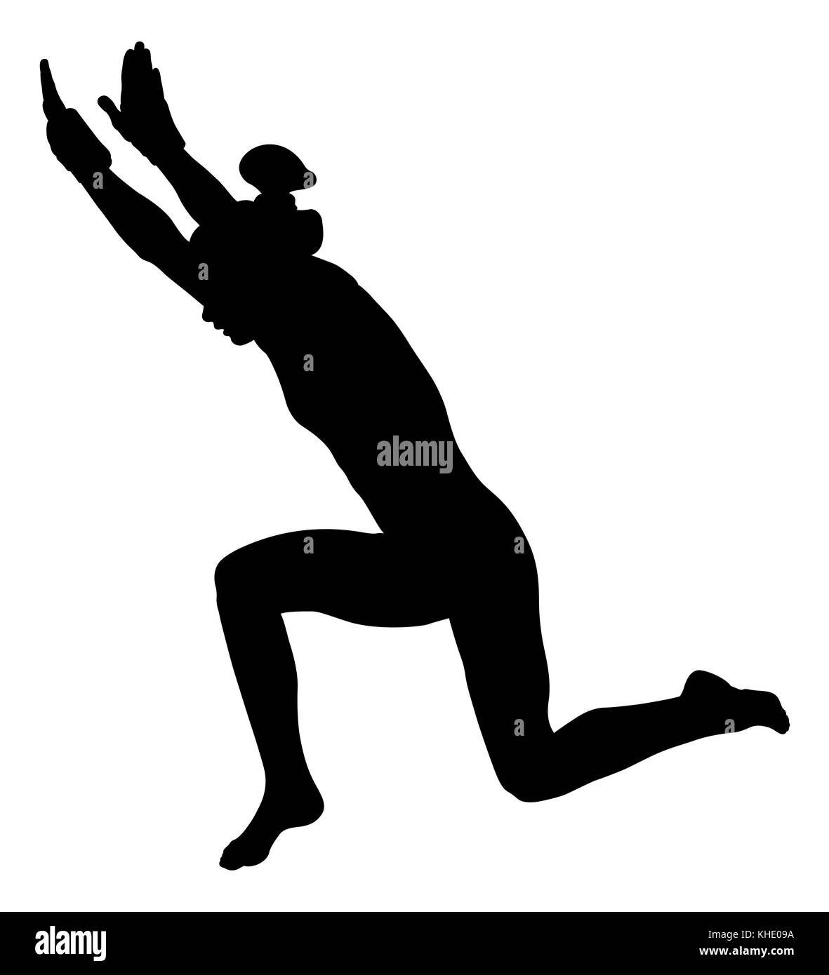 Atleta ragazza esercizio ginnastica pavimento concorrenza silhouette nera Foto Stock
