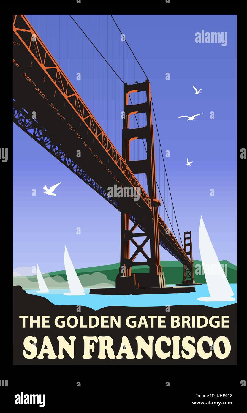 Il Golden Gate bridge di san francisco - illustrazione vettoriale Illustrazione Vettoriale