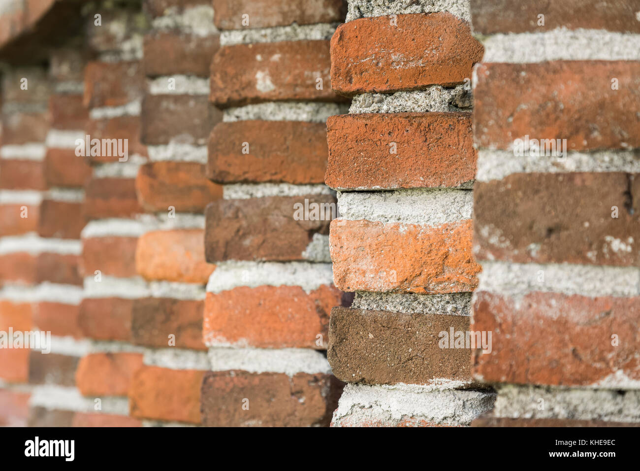 Rosso vecchio muro di mattoni texture di sfondo close up Foto Stock