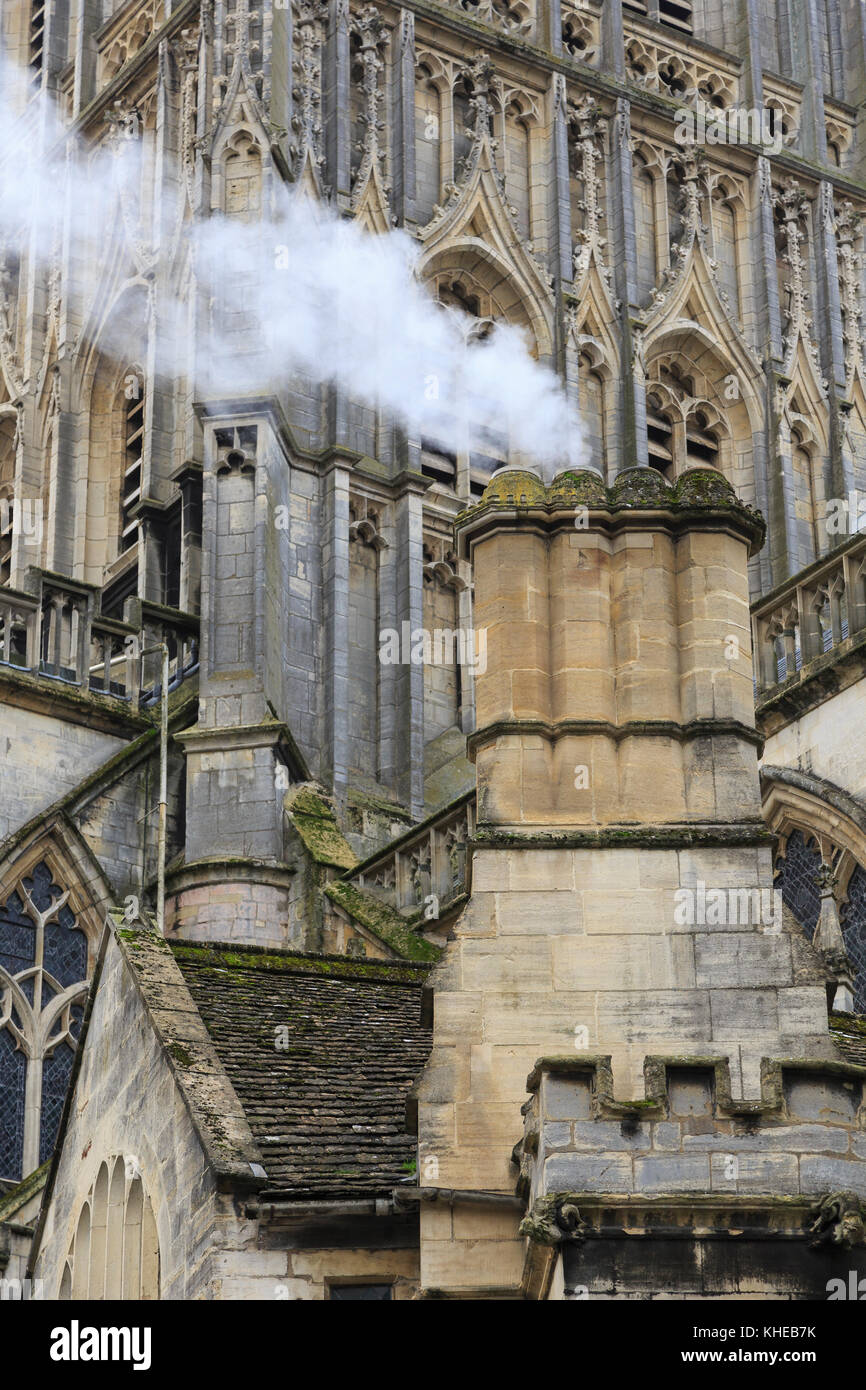 Fumatori camino, Cattedrale di Gloucester, Gloucester, Gloucestershire, England, Regno Unito Foto Stock
