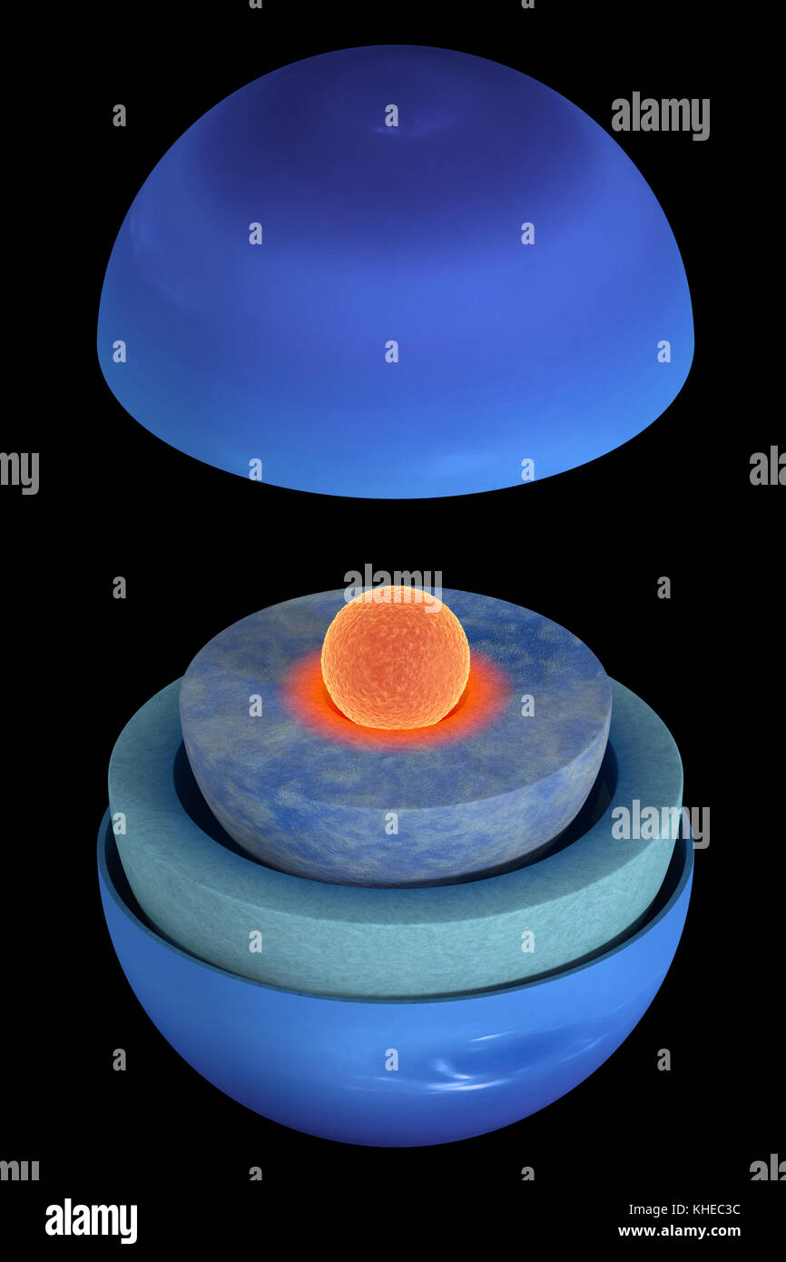 Questa immagine rappresenta la struttura interna del pianeta Nettuno. è un realistico rendering 3D Foto Stock