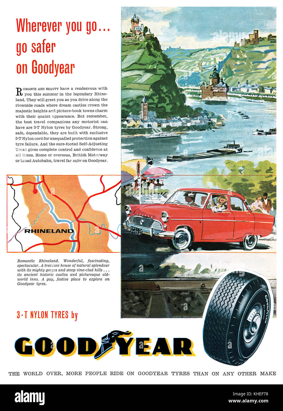 1961 U.S. pubblicità per pneumatici Goodyear. Foto Stock