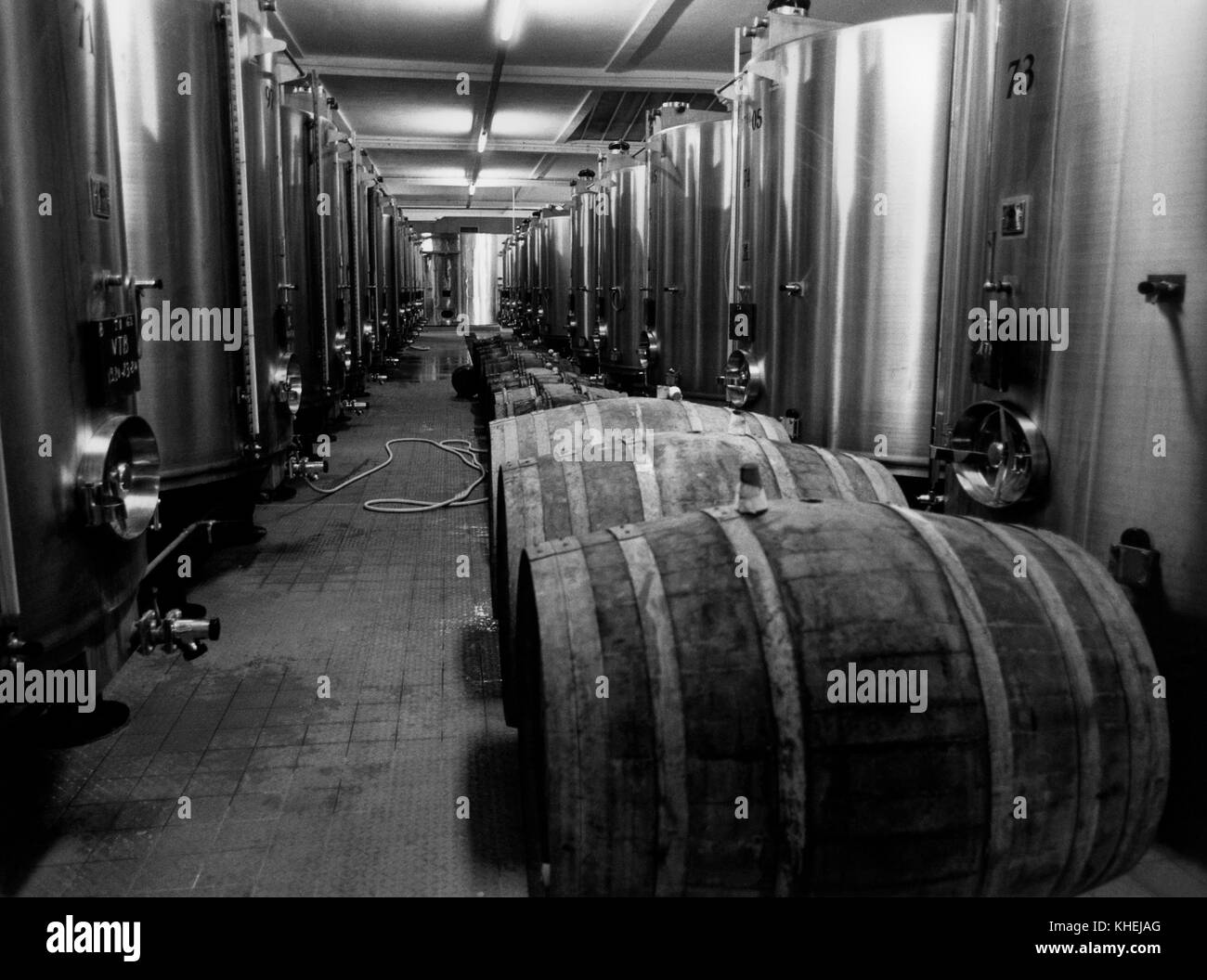 Vasche in acciaio REIMS Champagen France dove viene fermentata Foto Stock