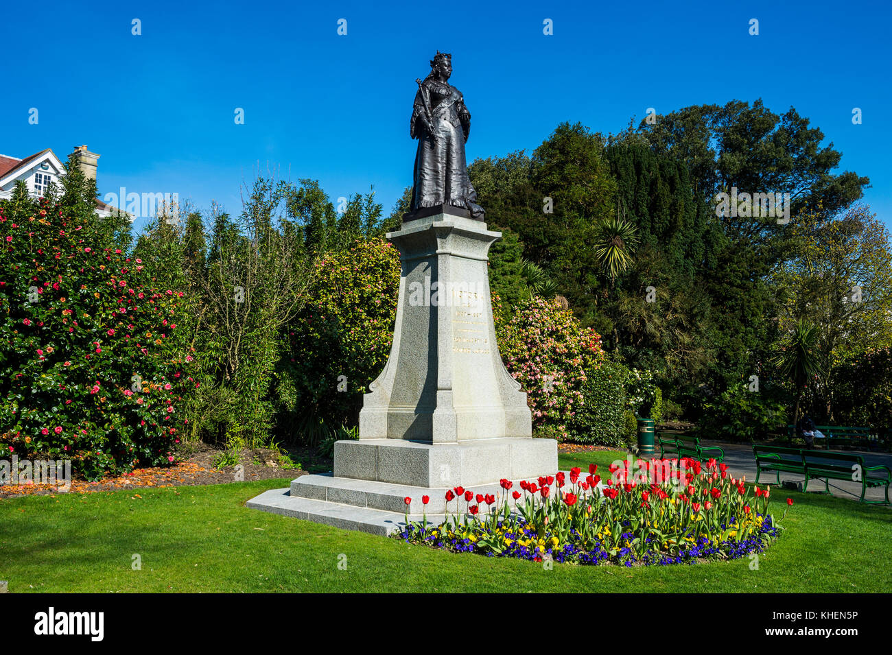 Monumento Victoria in Candie Gardens, saint peter port guernsey isola, isole del canale, Gran Bretagna Foto Stock