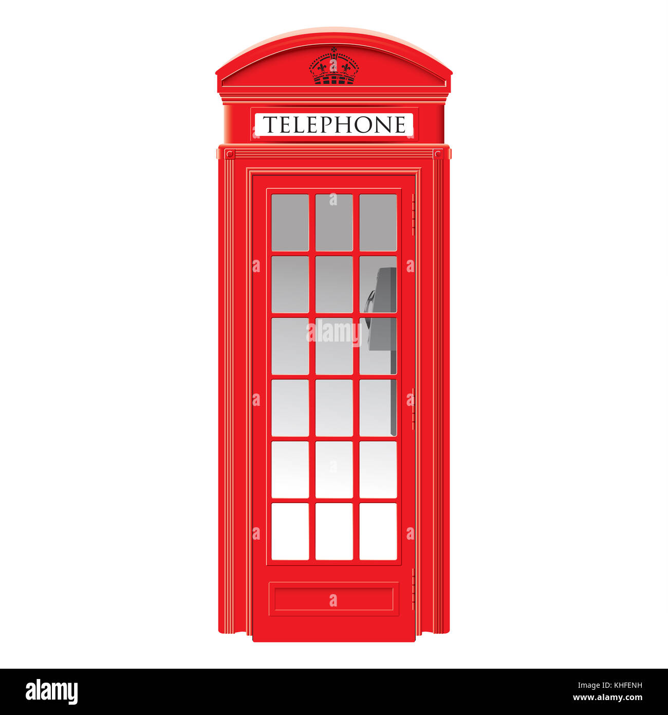 Telefono rosso box - Londra - molto dettagliata illustrazione isolato Foto Stock