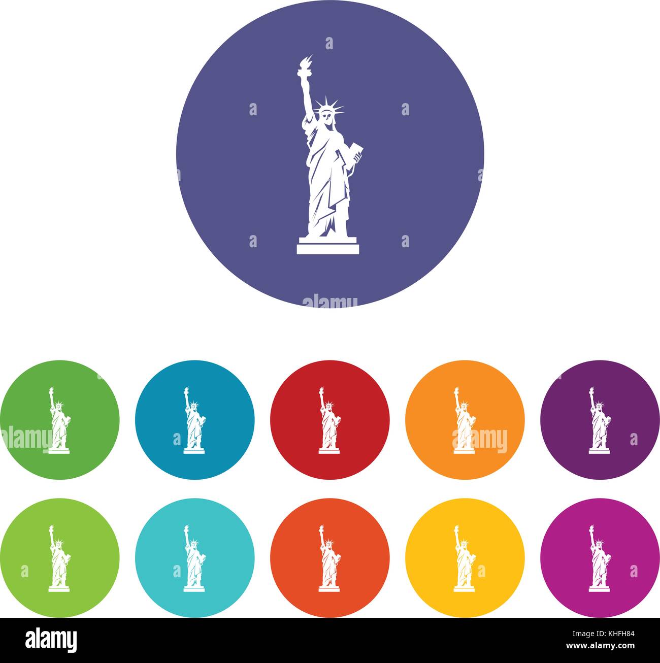 Statua della Libertà impostare le icone Illustrazione Vettoriale
