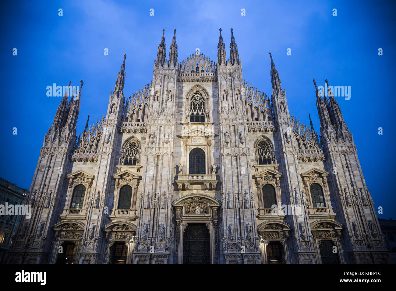 Cattedrale di Milano al tramonto, Italia Foto Stock