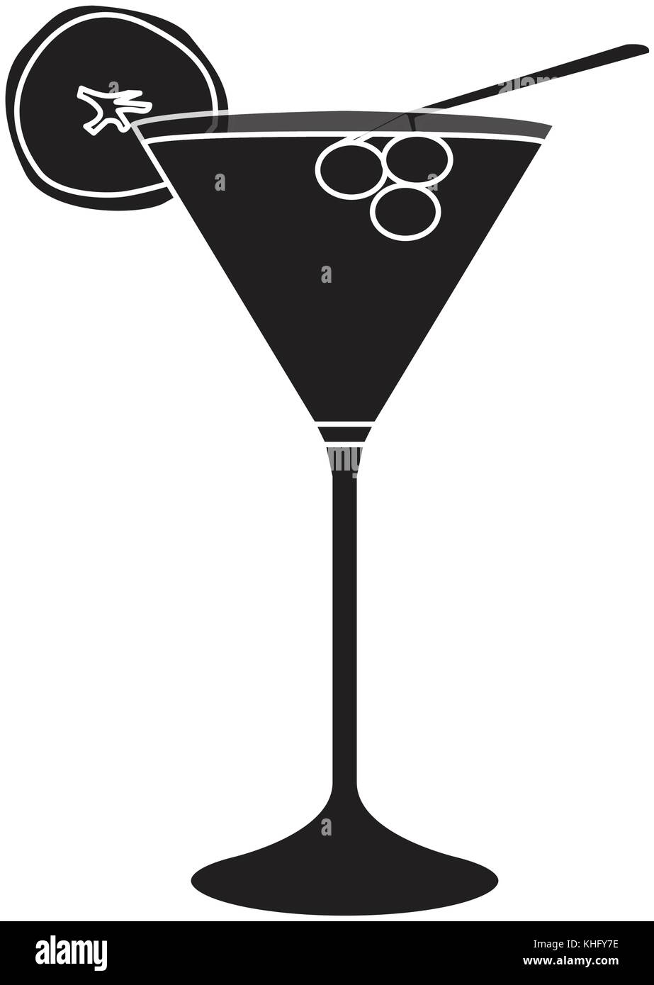 Cocktail isolato silhouette Illustrazione Vettoriale