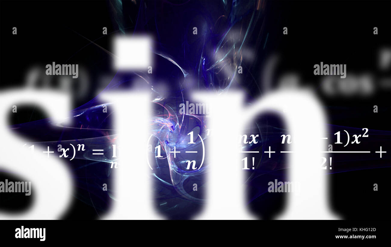 Le equazioni matematiche battenti e scomparire in distanza Foto Stock