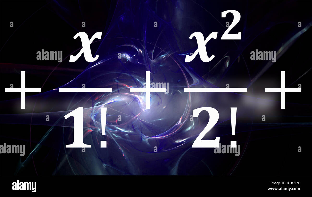Le equazioni matematiche battenti e scomparire in distanza Foto Stock