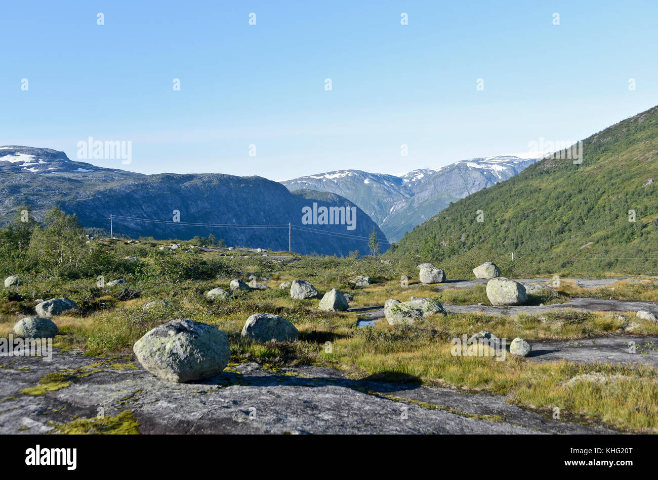 Sentiero di montagna per Trolltunga, Norvegia Foto Stock