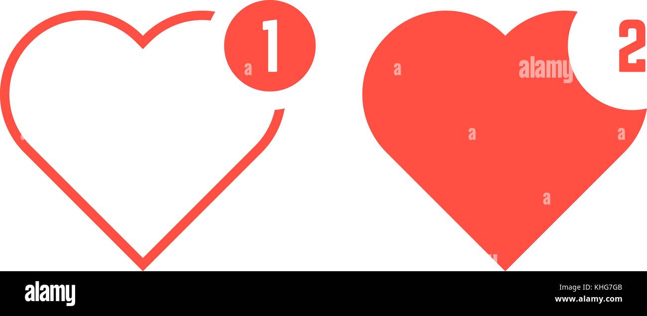 Cuori rossi come icone di notifica Illustrazione Vettoriale