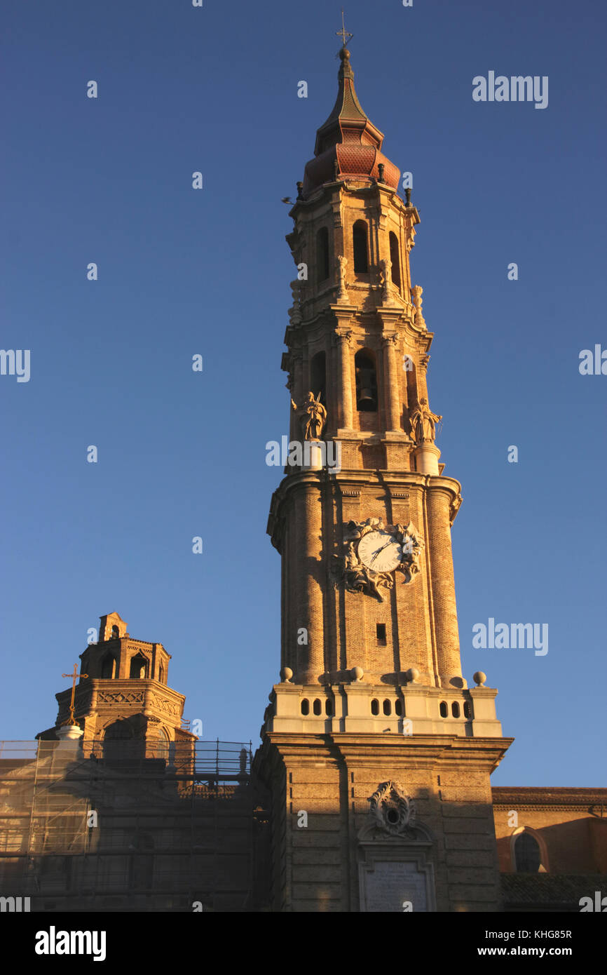 Cattedrale San salvador guglia Zaragoza Spagna Foto Stock