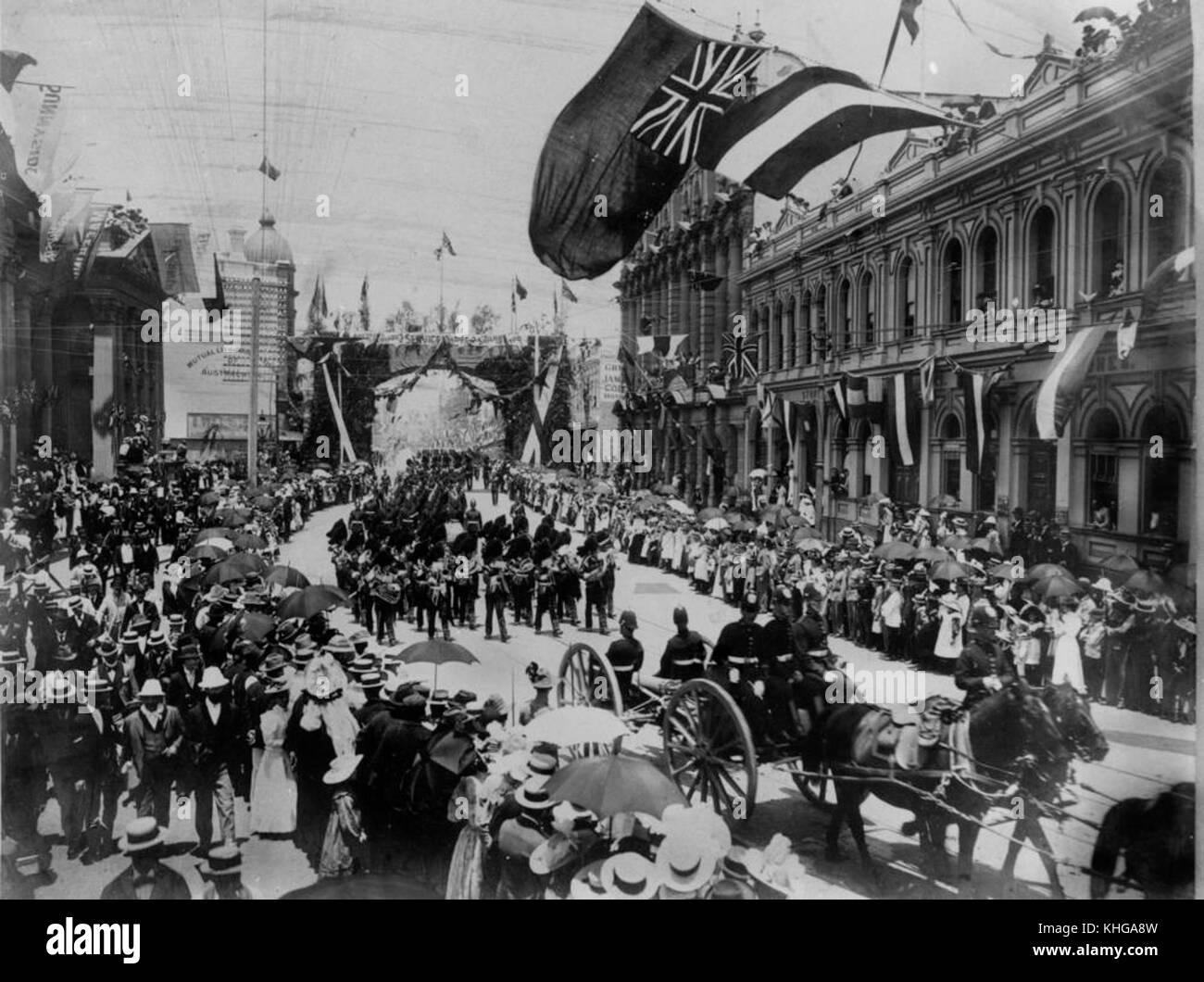 2 163911 processione con le truppe imperiali, Queen Street, Brisbane, Queensland, 1901 Foto Stock