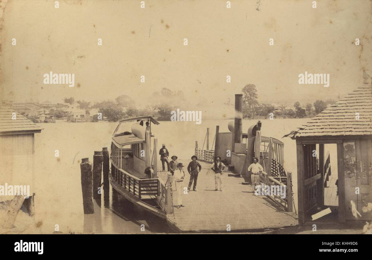 1 235065 Bulimba tele di traghetto allagata Fiume Brisbane, 1890 Foto Stock